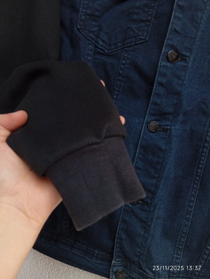 Erkek Lacivert Denim Ceket, Düğmeli, Uzun Kollu - Görsel 5