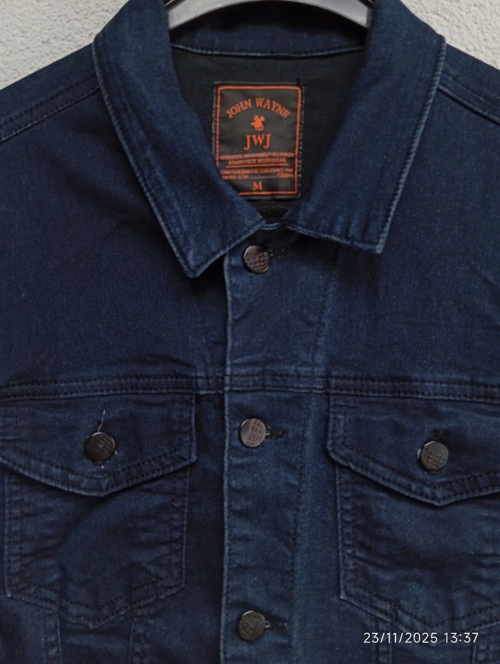 Erkek Lacivert Denim Ceket, Düğmeli, Uzun Kollu - Görsel 3