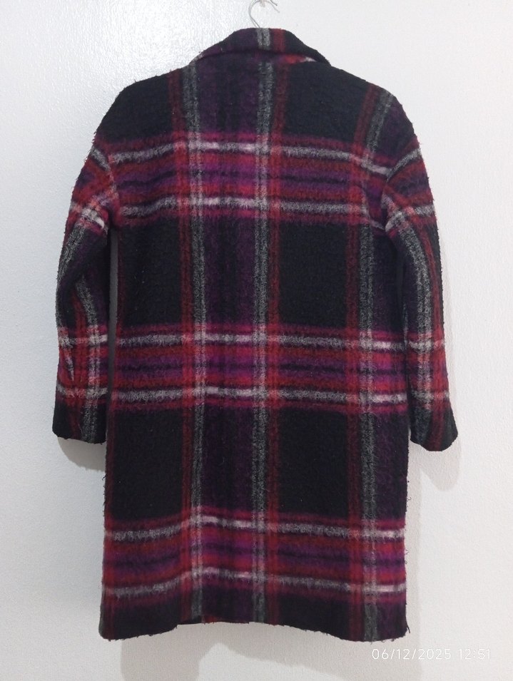 Kırmızı Ekose Desenli Kaban - Görsel 5