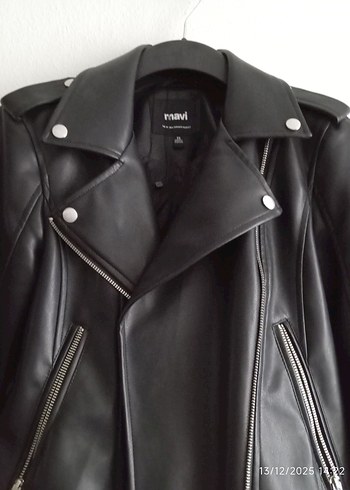 Kadın Siyah Deri Biker Ceket - Görsel 2