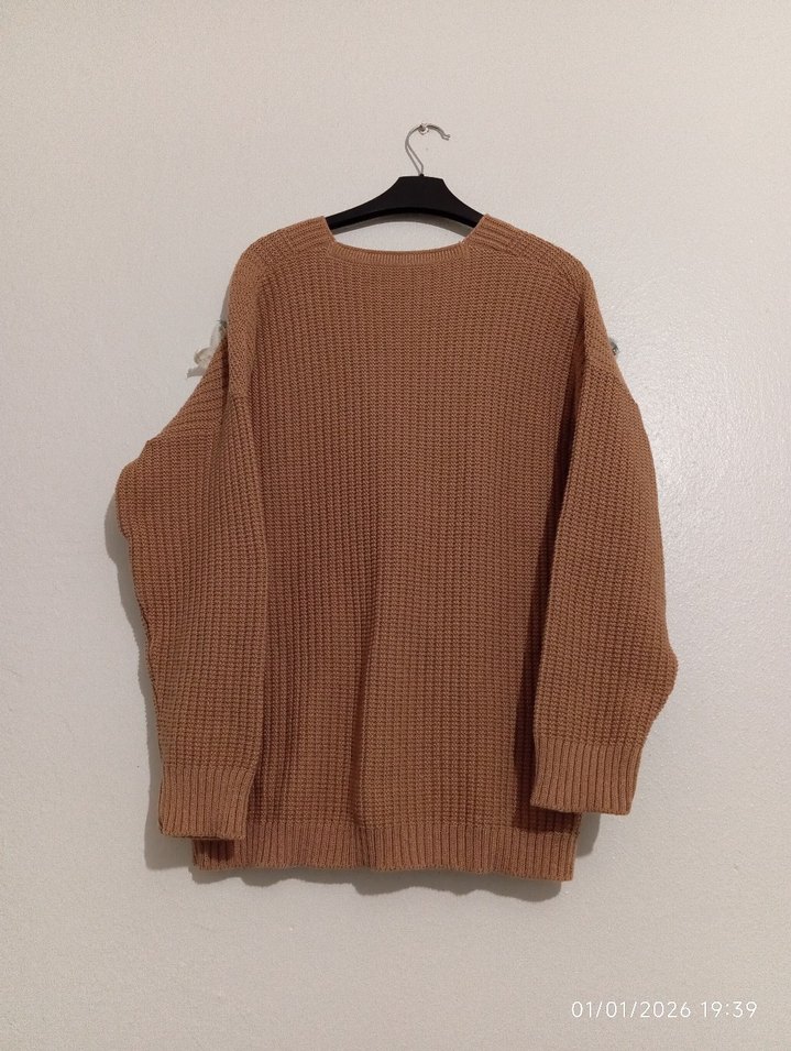 Nakışlı Kahverengi Hırka - Görsel 5