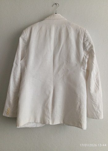 Beyaz Düğmeli Erkek Keten Takım - Görsel 10