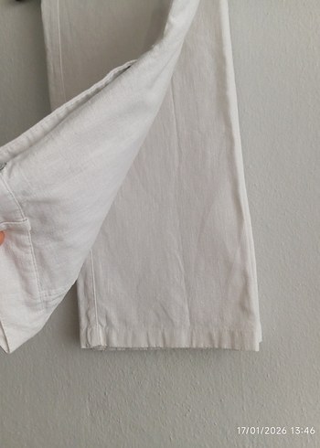 Beyaz Düğmeli Erkek Keten Takım - Görsel 14