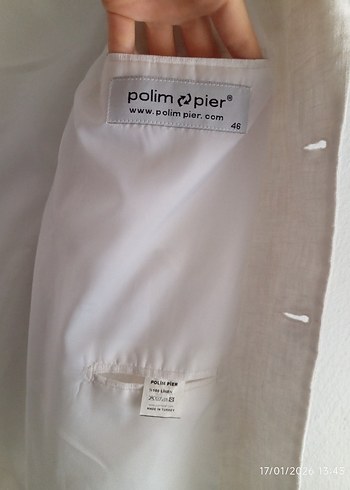 Beyaz Düğmeli Erkek Keten Takım - Görsel 7