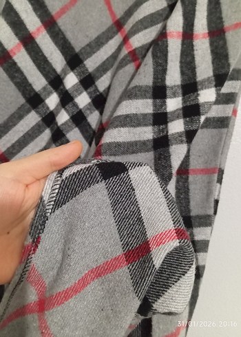 Ekose Desenli Uzun Gri Pilili Etek - Görsel 3