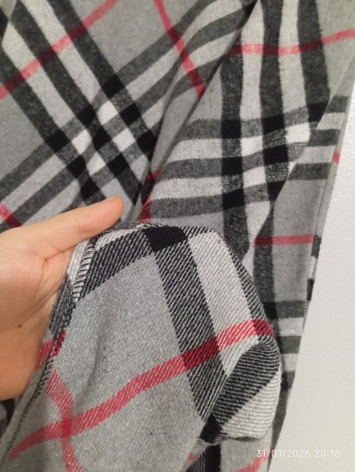 Ekose Desenli Uzun Gri Pilili Etek - Görsel 3