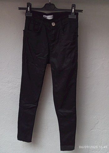 Düğmeli Siyah Kadın Skinny Denim Pantolon