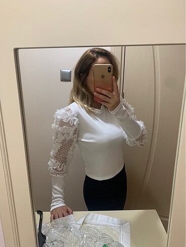 Fırfırlı bluz ince crop