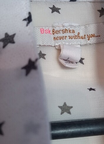 l Beden Bershka Hafif Transparan Yıldızlı Gömlek