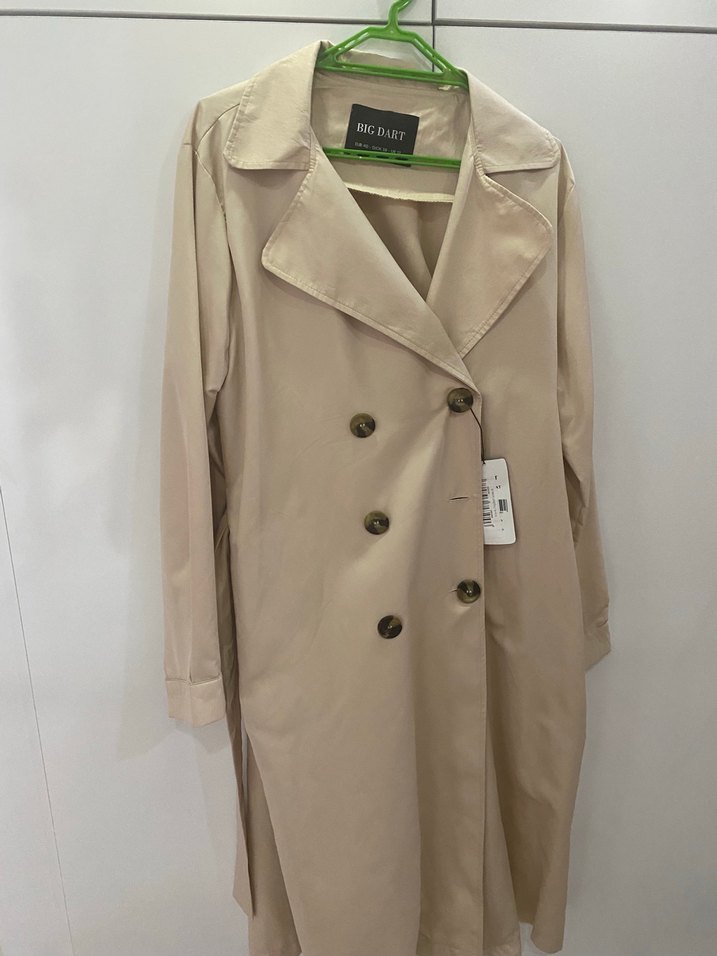 Bej Uzun Kollu Kadın Trençkot - Görsel 3