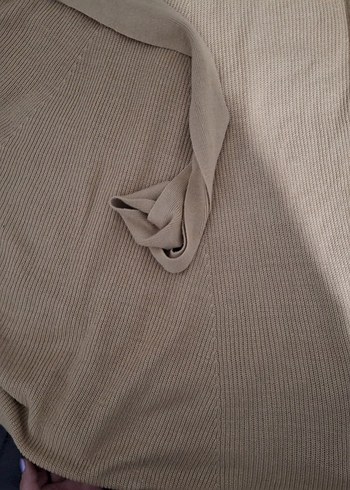 Bej V Yakalı Uzun Kollu Triko Elbise - Görsel 2