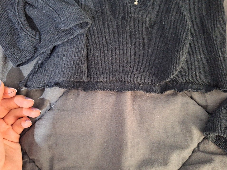 Fermuarlı Gri Uzun Kollu Crop - Görsel 2