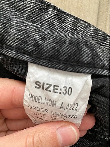 30 Beden Gri Mom Jean Pantolon