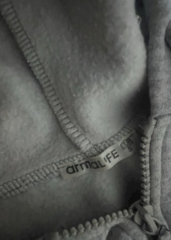 Diğer Gri Fermuarlı Kapüşonlu Sweatshirt