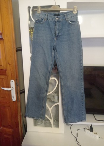 Gri Loose Fit Kadın Kot Pantolon