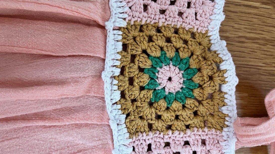 Pembe Nakışlı kız çocuk askılı bağlamalı elbise - Görsel 2