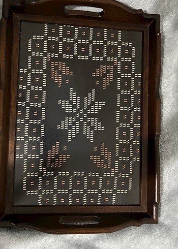 Kahverengi Ahşap Çerçeveli tel kırma tepsi - Görsel 3