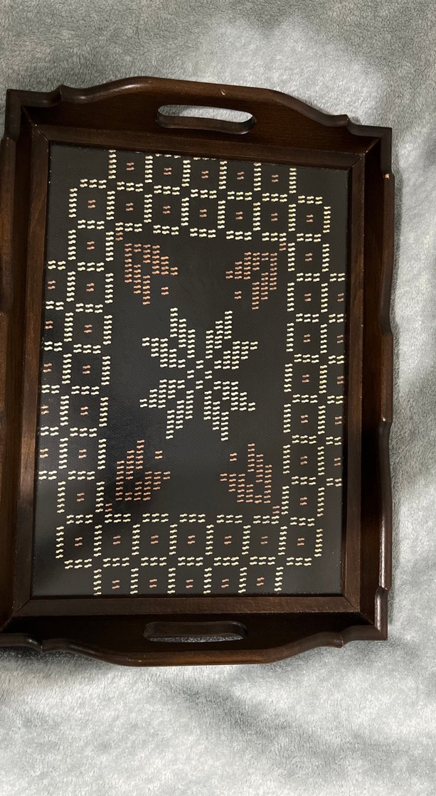 Kahverengi Ahşap Çerçeveli tel kırma tepsi - Görsel 3