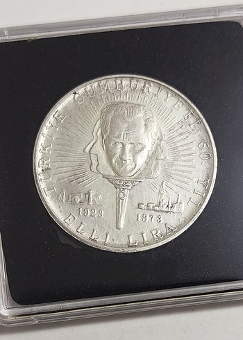 1973 Yili Cumhuriyetin 50 Yili Gumus 50 Lira