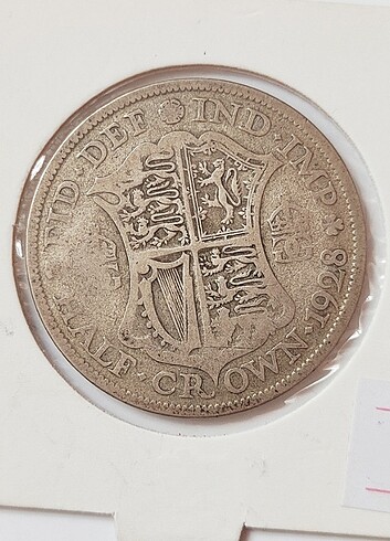1928 İngiltere Kral V. George.. Half Crown Gümüş..