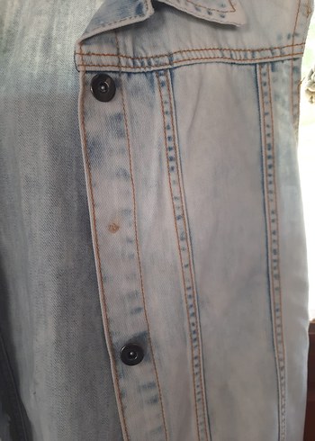 Diğer Gri Düğmeli Kolsuz Denim Ceket