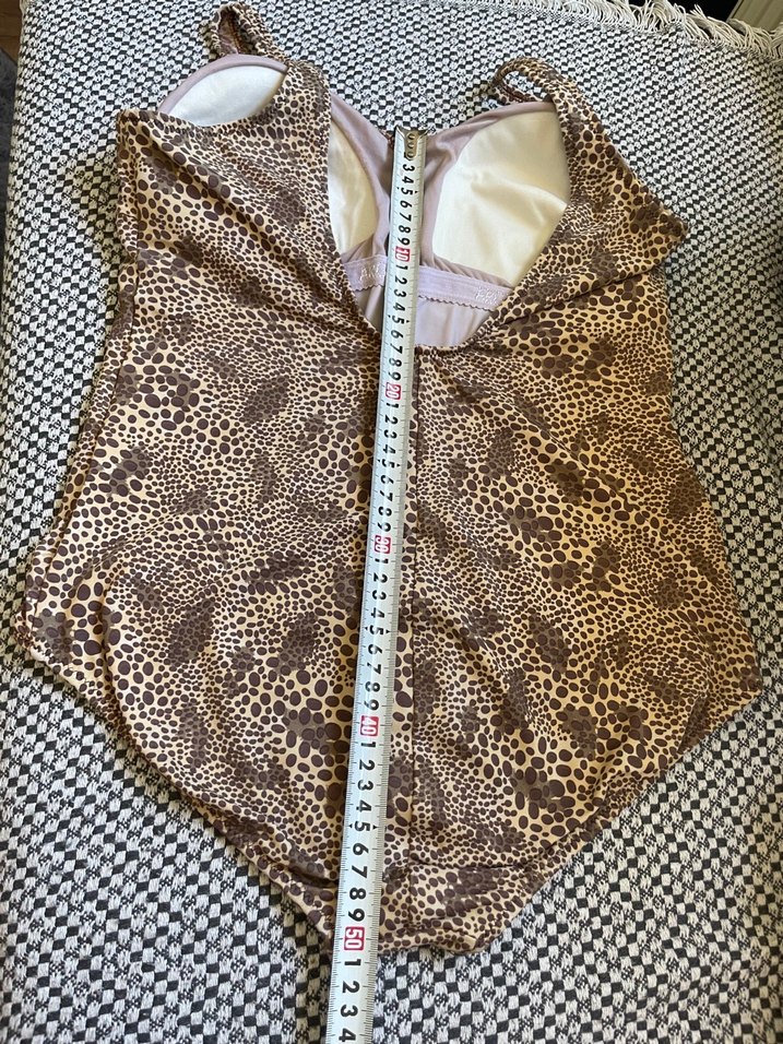 Kahverengi Yılan Desenli Dantelli Kadın Mayo - Görsel 3