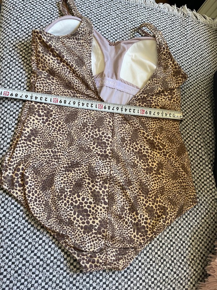 Kahverengi Yılan Desenli Dantelli Kadın Mayo - Görsel 2