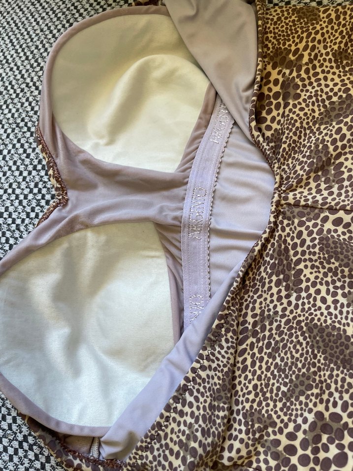 Kahverengi Yılan Desenli Dantelli Kadın Mayo - Görsel 4