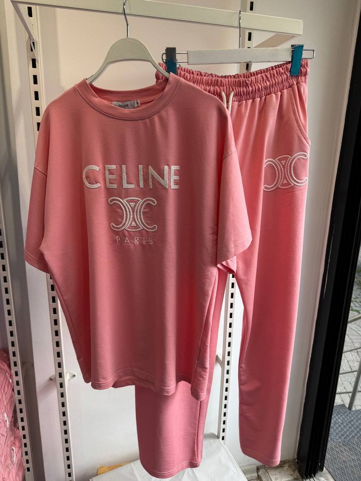 Pembe Oversize Pamuklu Kadın Takım - Görsel 3