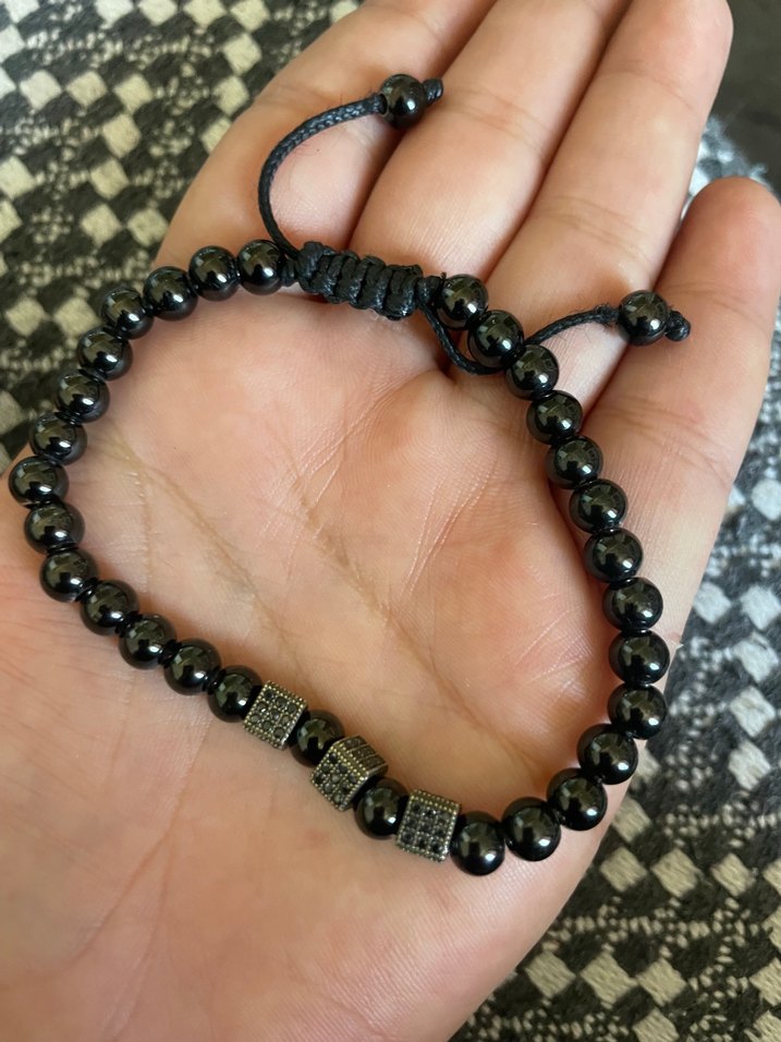 Gri Siyah Gotik Erkek Bileklik - Görsel 4