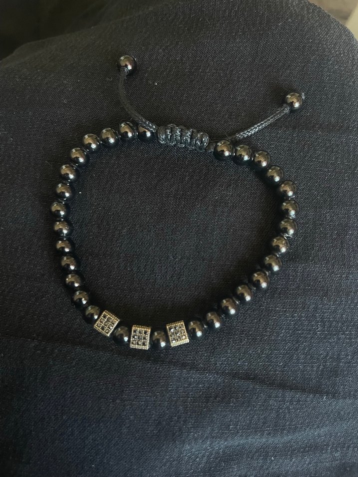 Gri Siyah Gotik Erkek Bileklik - Görsel 2