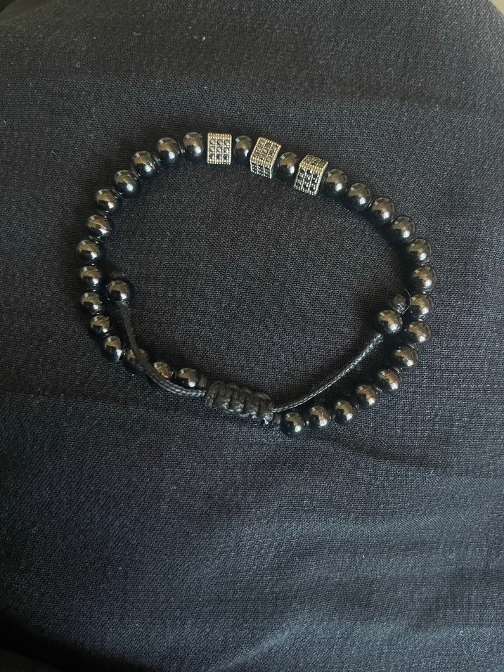 Gri Siyah Gotik Erkek Bileklik - Görsel 3