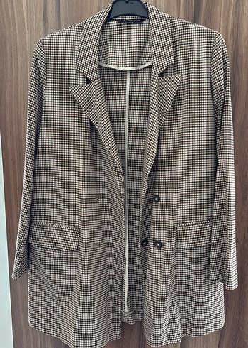LC Waikiki Klasik Ekose Uzun Blazer Ceket