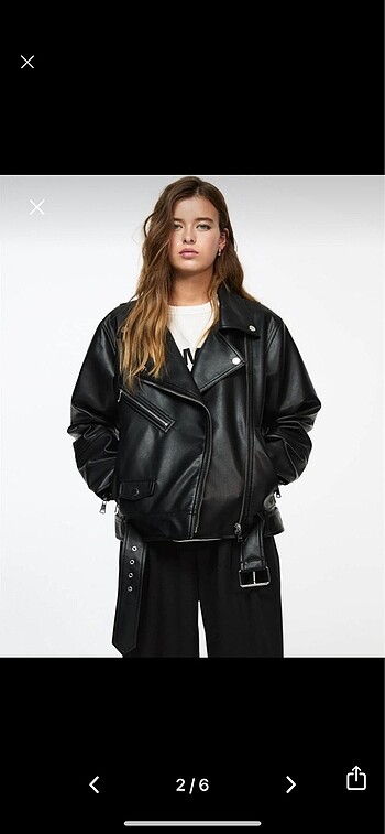 Pull and Bear Pull and bear oversize suni deri biker ceket