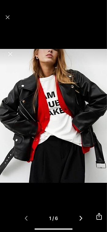 Pull and bear oversize suni deri biker ceket