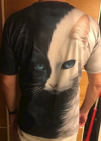 #yingyang #kedi baskılı t-shirt - Görsel 2