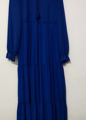 Mavi uzun günlük elbise
