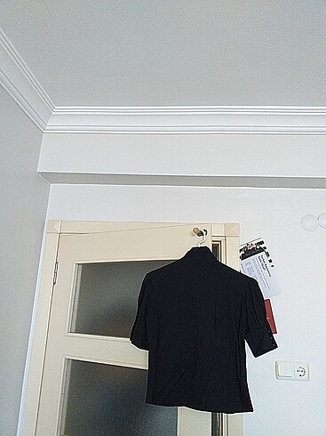 Kısa kollu  siyah renk kumaş gomlek - Görsel 5