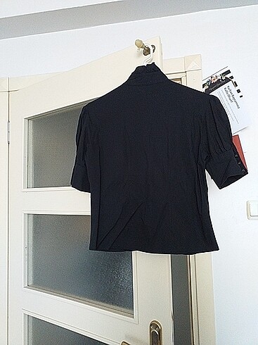 Kısa kollu  siyah renk kumaş gomlek - Görsel 6