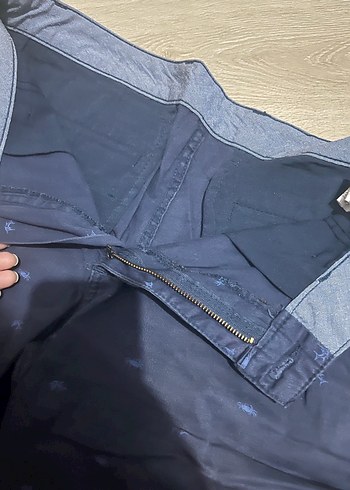 Erkek Lacivert Düğmeli Kısa Kot Şort - Görsel 3