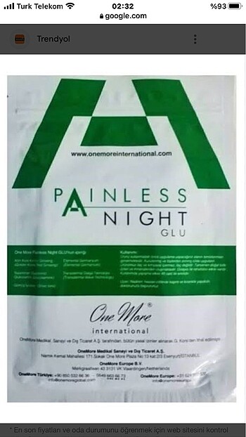 Painless nıght glu ağrı ve tedavi bantı ONEMORE