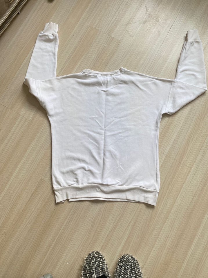 Ekru Zincir Desenli Rahat Sweatshirt — görsel 3/5