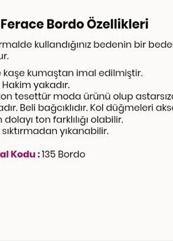 46 Beden Kaşe ferace