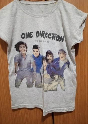 k Gri One Direction Baskılı Tişört