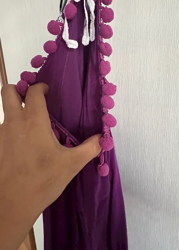 Diğer Püsküllü Mor Uzun Bohem Elbise