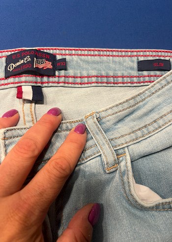 U.S Polo Assn. Düğmeli açık mavi Fit Erkek Kot Pantolon