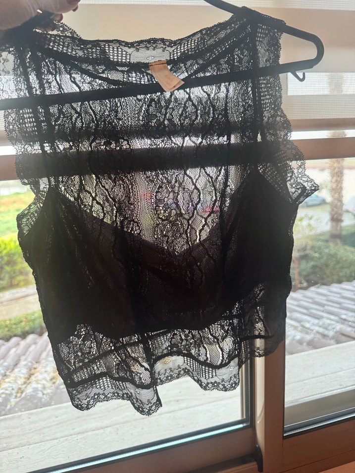 Siyah Dantel Kolsuz Straplez Bustiyer - Görsel 5