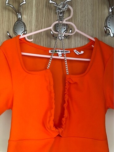 Koton ayarlanabilir zincirli crop üst bluz - Görsel 5