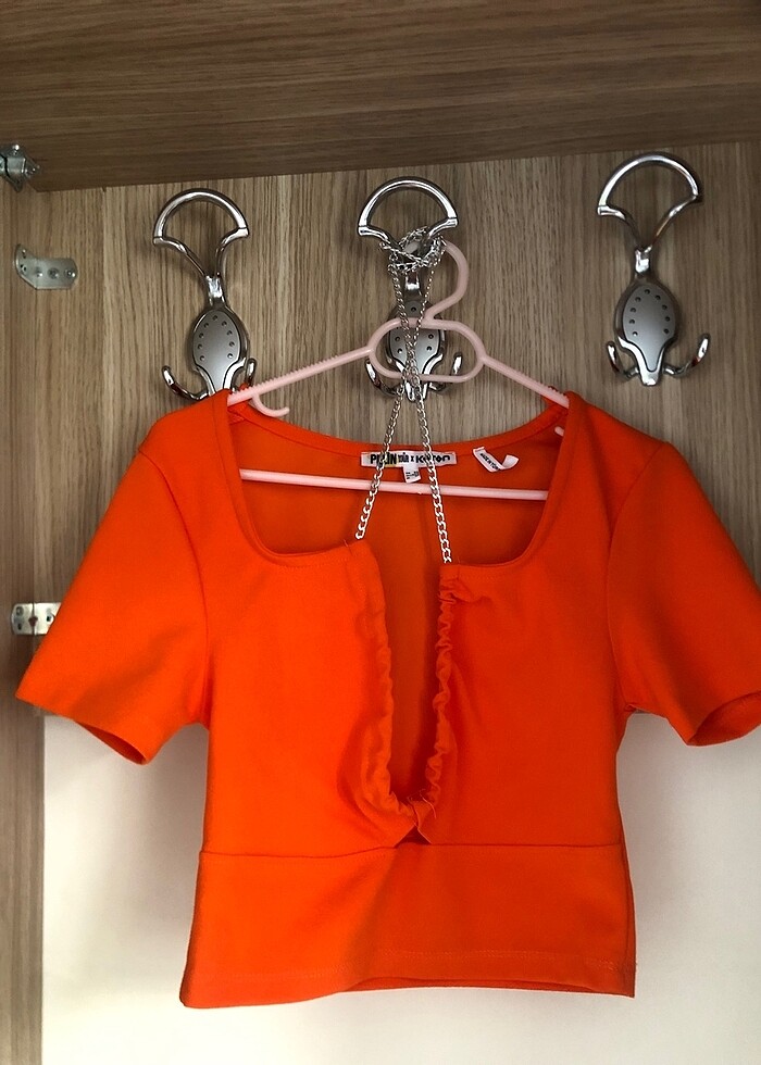 Koton ayarlanabilir zincirli crop üst bluz - Görsel 3