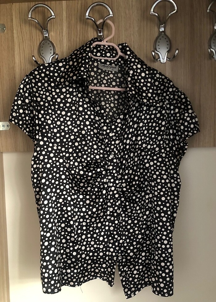 puantiyeli saten gömlek - Görsel 2